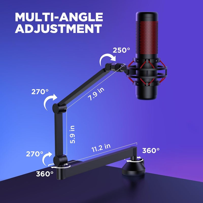 InnoGear ذراع ميكروفون منخفض الارتفاع، ذراع ميكروفون دوار 360° قابل للطي مع محول 3/8" إلى 5/8" لميكروفونات Fifine AM8 K669B Blue Yeti HyperX QuadCast SoloCast AT2020 وغيرها من الميكروفونات - Image 5